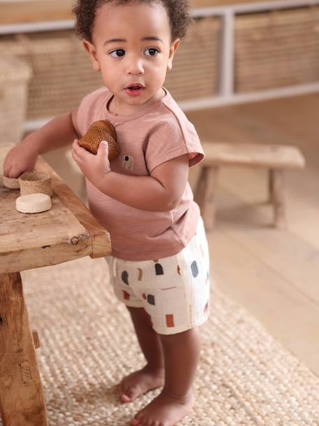 Ensemble bébé T-shirt et short menthe+moka 8 - vertbaudet enfant 