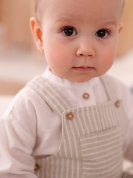 Ensemble cérémonie chemise et salopette naissance en lin et coton argile 8 - vertbaudet enfant 