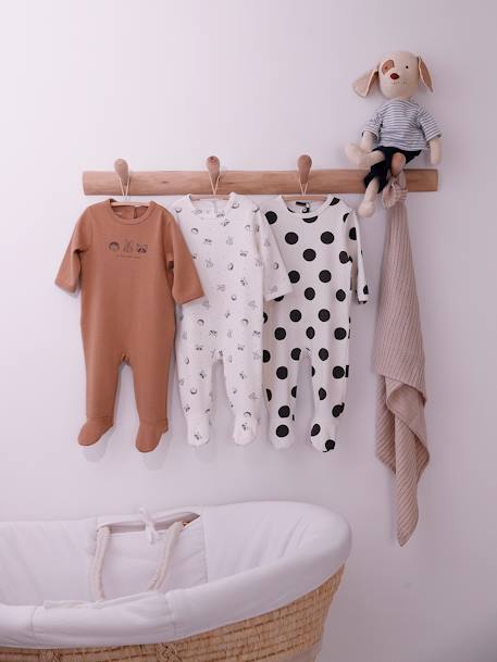 Lot de 3 dors-bien bébé en interlock BASICS bleu grisé+cappuccino+rose 16 - vertbaudet enfant 