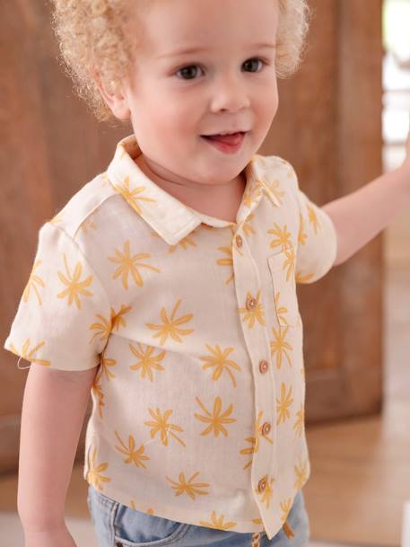 Chemise en gaze de coton bébé manches courtes écru 1 - vertbaudet enfant 