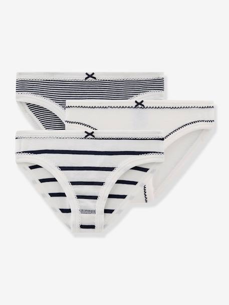 Lot de 3 culottes rayées petite fille PETIT BATEAU blanc 1 - vertbaudet enfant 