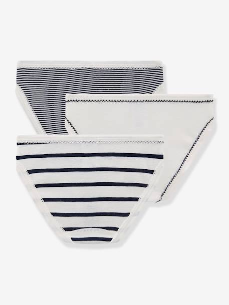 Lot de 3 culottes rayées petite fille PETIT BATEAU blanc 2 - vertbaudet enfant 