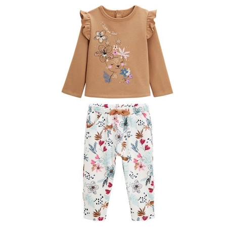 Ensemble en molleton sweat et pantalon bébé fille Love Nature  - vertbaudet enfant