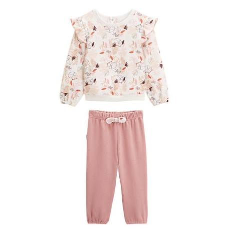 Ensemble sweat et pantalon en molleton bébé fille Machu Picchu ROSE 1 - vertbaudet enfant 