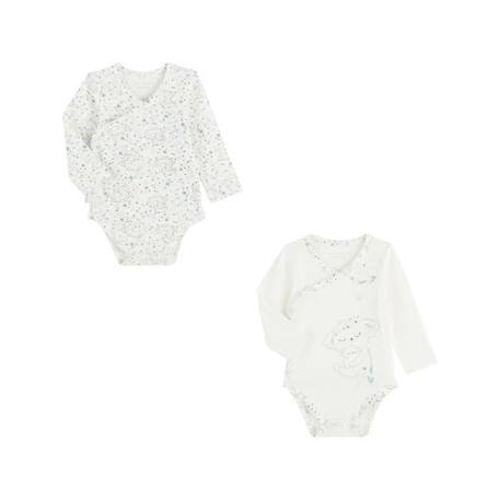 Lot de 2 bodies bébé manches longues ouverture croisée Mini Koala BLANC 1 - vertbaudet enfant 