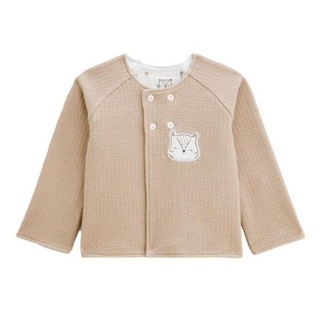 Bébé-Pull, gilet, sweat-Gilet-Gilet réversible bébé mixte Noisette