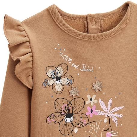 Ensemble en molleton sweat et pantalon bébé fille Love Nature ORANGE 4 - vertbaudet enfant 