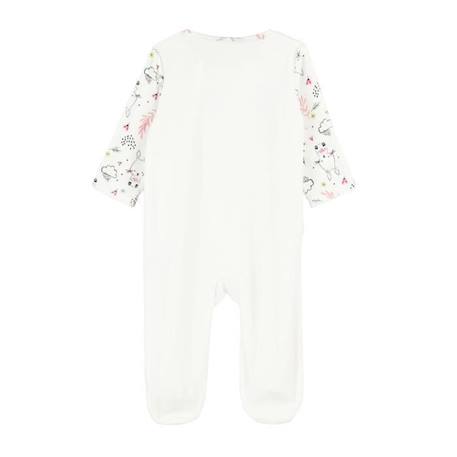 Pyjama bébé en velours ouverture zippée Happy Bunny BLANC 2 - vertbaudet enfant 