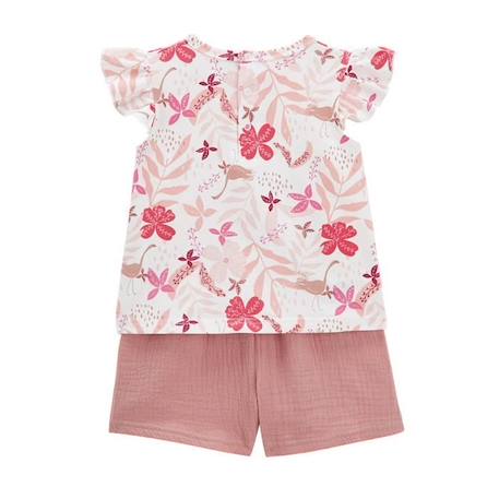 Bébé-Ensemble-Ensemble t-shirt et short en gaze de coton bébé fille Lipsi