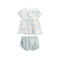 -Ensemble robe bébé et bloomer en gaze de coton Iskia