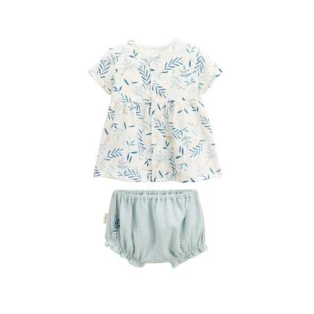 Ensemble robe bébé et bloomer en gaze de coton Iskia BLANC 1 - vertbaudet enfant 