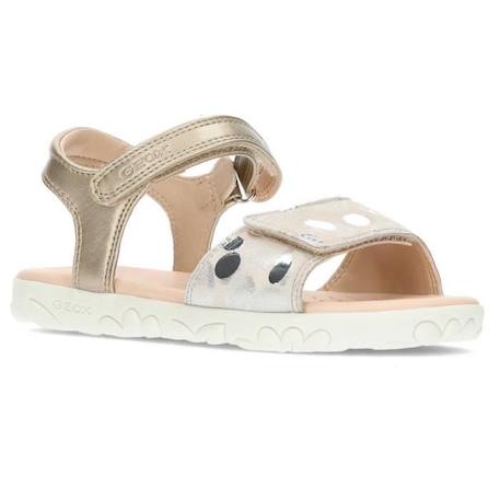 Sandale Enfant Geox Haiti - Cuir Blanc/Argent - Fermeture Scratch - Confort Exceptionnel BEIGE 2 - vertbaudet enfant 