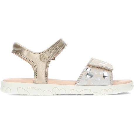 Sandale Enfant Geox Haiti - Cuir Blanc/Argent - Fermeture Scratch - Confort Exceptionnel BEIGE 1 - vertbaudet enfant 