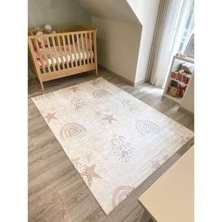 Tapis chambre enfant - Etoiles Happy Crème - Creme - 160 x 230 cm - Nazar Rugs BLANC 2 - vertbaudet enfant 