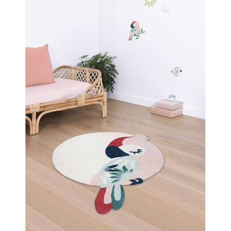 Tapis Coton Tropica Perroquet Rose par Lilipinso - MULTICOLOR - 120 x 160 cm ROSE 3 - vertbaudet enfant 