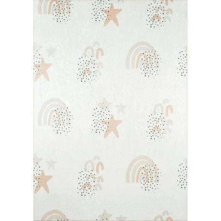 Tapis chambre enfant - Etoiles Happy Crème - Creme - 160 x 230 cm - Nazar Rugs BLANC 1 - vertbaudet enfant 