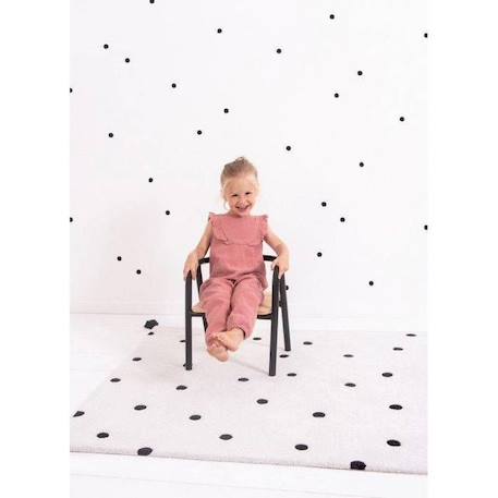 Tapis Coton Pois (noir & Blanc) par Lilipinso - Noir - 120 x 170 cm BLANC 2 - vertbaudet enfant 