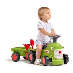 Jouet-Premier âge-Bascules, chariots de marche, trotteurs et porteurs-Porteur tracteur Claas - Jouet pour enfant - Avec remorque, pelle et râteau