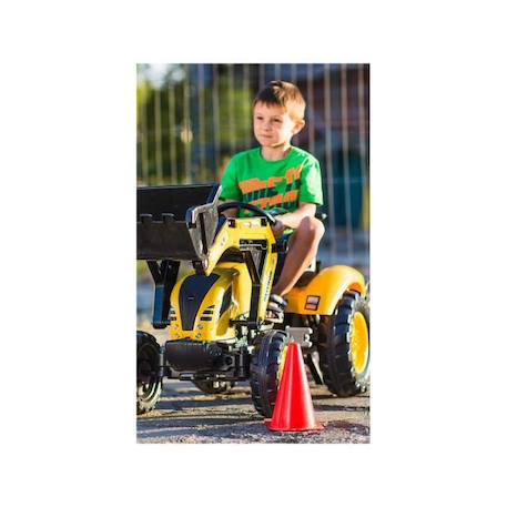 Tractopelle enfant Komatsu WB93R avec excavatrice, selle pivotante et remorque - FALK - Jaune - 7 ans - Jouet JAUNE 2 - vertbaudet enfant 