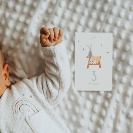 Cartes étapes - mes premiers mois - bleu/gris - L'Atelier Gigogne - Capturer les moments magiques de la première année de bébé BLANC 1 - vertbaudet enfant 