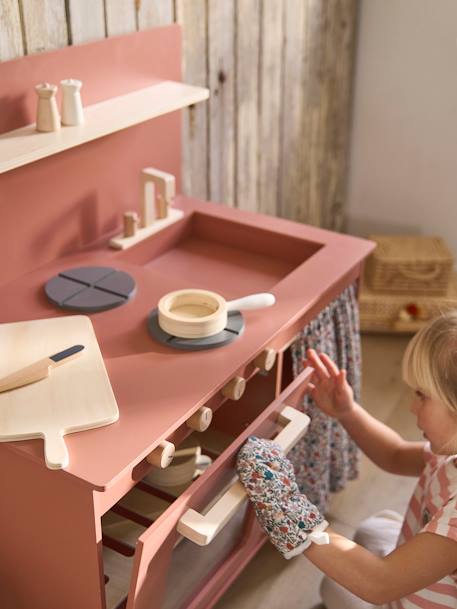 Cuisinette équipée avec rideau - en bois FSC® framboise+multicolore 2 - vertbaudet enfant 