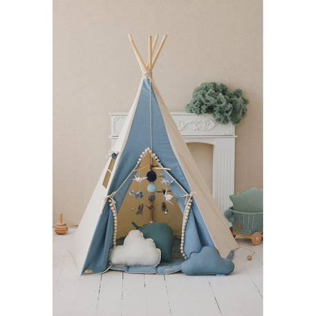 Tente tipi enfant Moi Mili Jeans - Blue - TU avec fenêtre et tapis de sol en coton de haute qualité BLEU 4 - vertbaudet enfant 