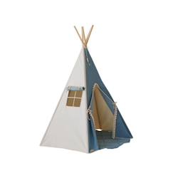 Jouet-Jeux d'imitation-Tente tipi enfant Moi Mili Jeans - Blue - TU avec fenêtre et tapis de sol en coton de haute qualité