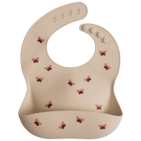 Bavoir silicone Motifs Papillon - Repas bébé et enfant - Mushie BEIGE 1 - vertbaudet enfant 