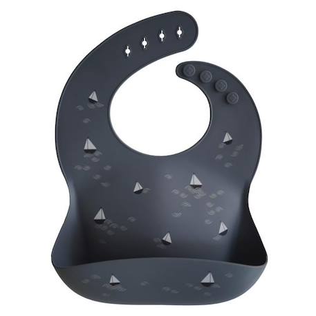 Bavoir silicone Motifs Bateaux - Repas bébé et enfant - Mushie NOIR 1 - vertbaudet enfant 