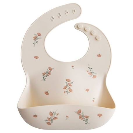 Bavoir silicone Fleurs rose - Repas bébé et enfant - Mushie ROSE 1 - vertbaudet enfant 