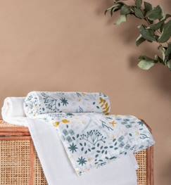 Puériculture-Matelas, accessoires de lange-Lange-Langes emmaillotage en Coton Bio à motifs Yukari (lot de 2) (Blanc - 120 x 120 cm)