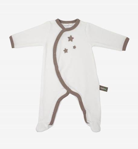 Pyjama bébé Coton Bio blanc motifs étoiles BEIGE+GRIS+ROSE 1 - vertbaudet enfant 