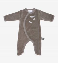 Pyjama bébé en Coton Bio à motifs plumes blanches  - vertbaudet enfant