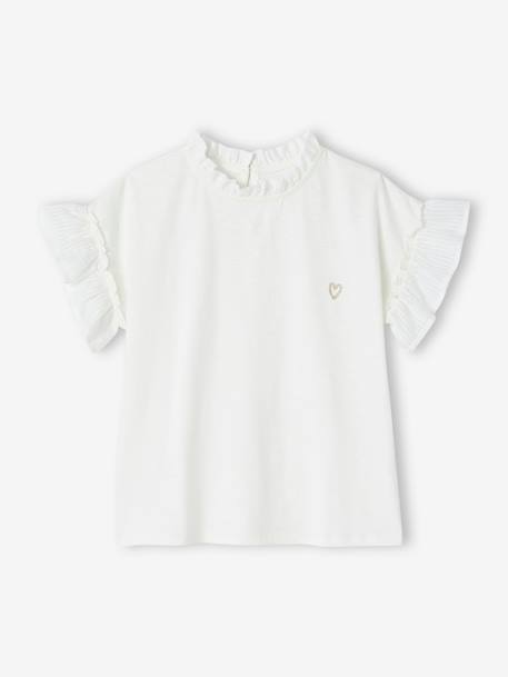 Fille-T-shirt, sous-pull-Blouse bi-matère fille