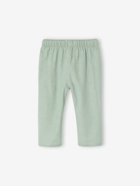 Pantalon léger en lin et coton bébé vert sauge 2 - vertbaudet enfant 