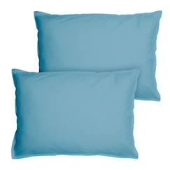 Linge de maison et décoration-Linge de lit enfant-Taie d'oreiller-Set de 2 taies d’oreiller unies - MATT & ROSE - COTON LAVÉ - Bleu glacier - 50x70 cm