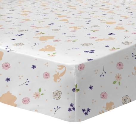 Drap housse imprimé 100% coton, DISNEY HOME PRINCESSE BAL 90x190cm - Bonnet 25cm BLANC 1 - vertbaudet enfant 