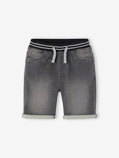 Bermuda facile à enfiler garçon en molleton effet denim  - vertbaudet enfant