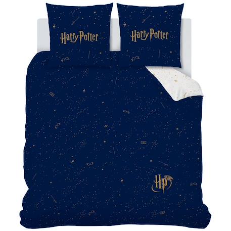 Housse de couette et taie d'oreiller 100% coton HARRY POTTER - ICONIC. Taille : 240x220 cm BLEU 3 - vertbaudet enfant 