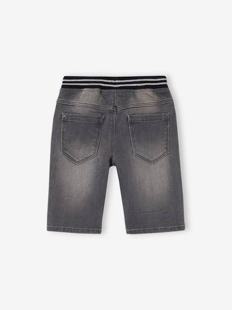 Bermuda facile à enfiler garçon en molleton effet denim denim gris+double stone+stone 2 - vertbaudet enfant 