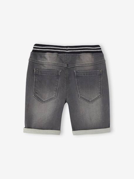 Bermuda facile à enfiler garçon en molleton effet denim denim gris+double stone+stone 3 - vertbaudet enfant 