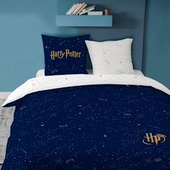Linge de maison et décoration-Linge de lit enfant-Housse de couette et taie d'oreiller 100% coton Harry Potter - Iconic - 240x220 cm - Bleu - Naturelle - Chambre