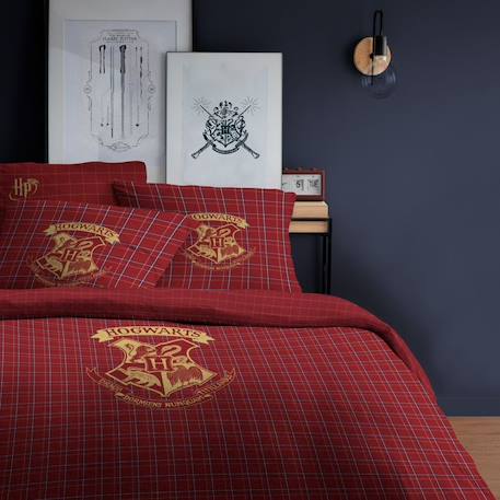 Parure de lit Harry Potter Tartan en flanelle de coton 240x220 cm ROUGE 1 - vertbaudet enfant 