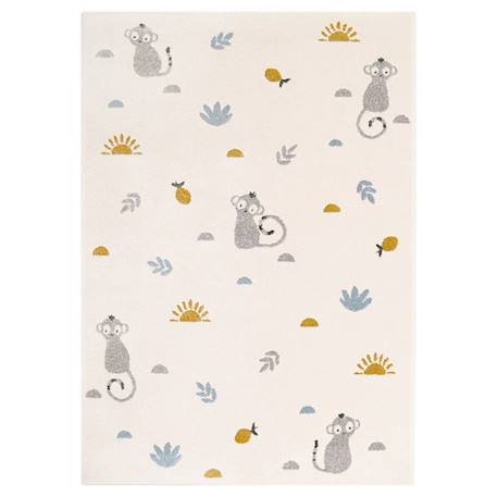 Tapis enfant Little Wild Monkey tissé main polypropylène miel 120x170 - Nattiot GRIS 1 - vertbaudet enfant 