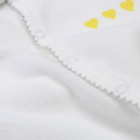 Pyjama bébé - TROIS KILOS SEPT - Ouverture devant décorée de cœurs - Col Claudine et croquet - Jaune - Fille JAUNE 4 - vertbaudet enfant 