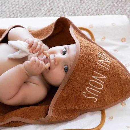 Cape De Bain Trois Kilos Sept - Camel - Sortie de bain en éponge 100% coton - Mixte - 70x70cm MARRON 2 - vertbaudet enfant 