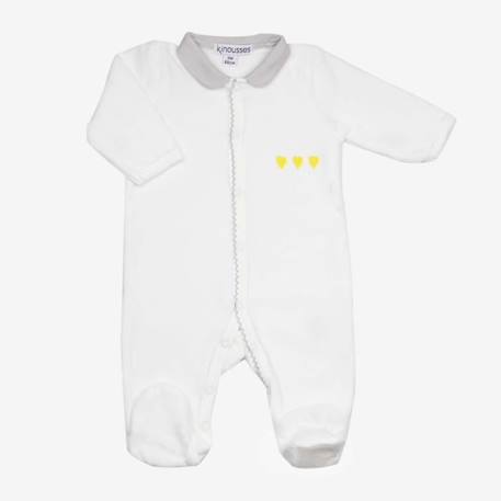 Bébé-Pyjama bébé - TROIS KILOS SEPT - Ouverture devant décorée de cœurs - Col Claudine et croquet - Jaune - Fille