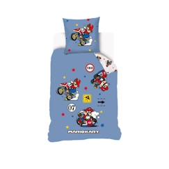 MARIO - Housse de couette Mario Kart 140x200 cm + 1 Taie D'Oreiller 63x63 cm - 100% Coton - Bleu  - vertbaudet enfant