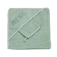 -Cape De Bain Trois Kilos Sept - Vert Sauge - Bébé - 70x70cm - Mixte - 0 mois - Naissance - 100% coton