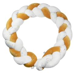 -Tresse Décorative Trois Kilos Sept - Moutarde - Tresse de lit - Velours - Blanc et jaune - 200cm